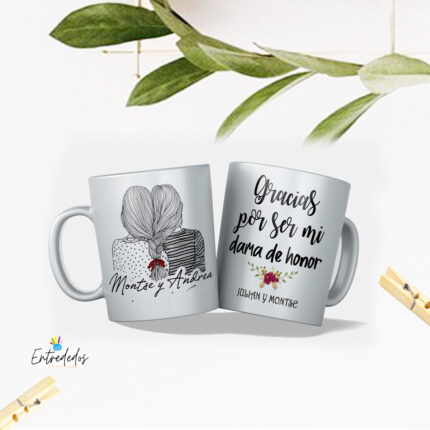 Taza damas de honor "TRENZAS"