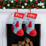 Calcetín de Navidad gris y rojo: ¡Personalízalo ya!