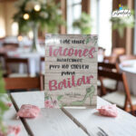 Cartel decorativo de cartón para bodas elegantes TACONES