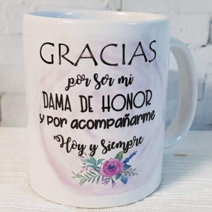 Taza damas de honor flores rosas