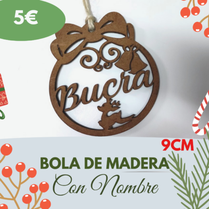 🎄 Bola madera personalizada cervatillo