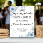 Cartel decorativo de cartón para bodas elegantes ARROZ