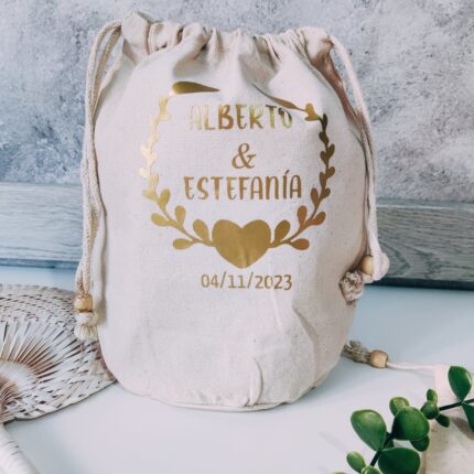 Bolsa limosnera espiga corazón dorado