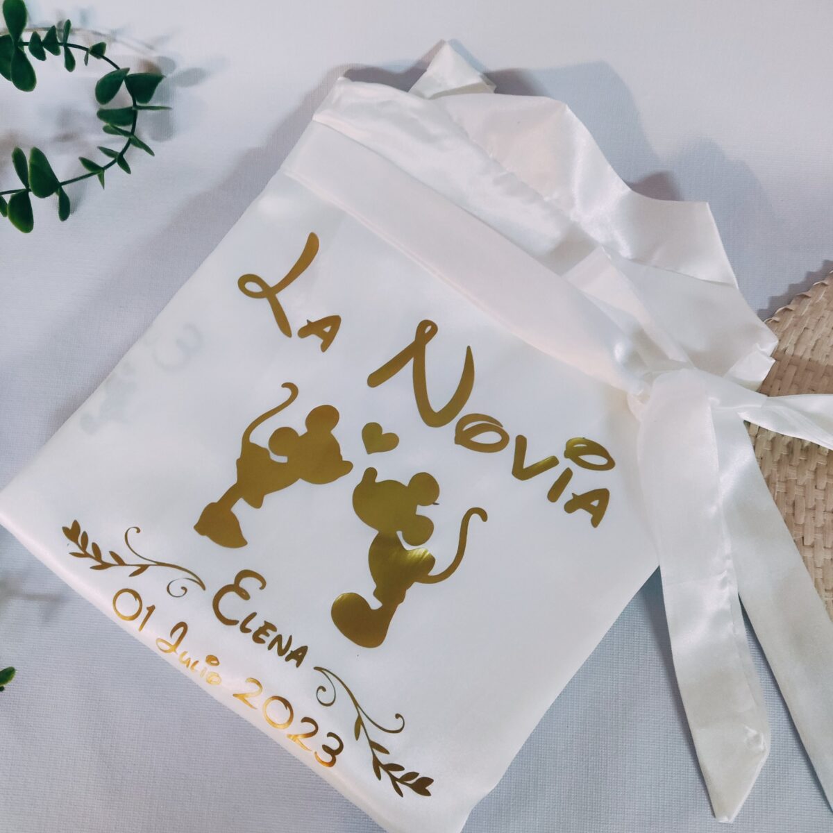 Bata de satén de novia blanca personalizada tipo KIMONO - Imagen 26