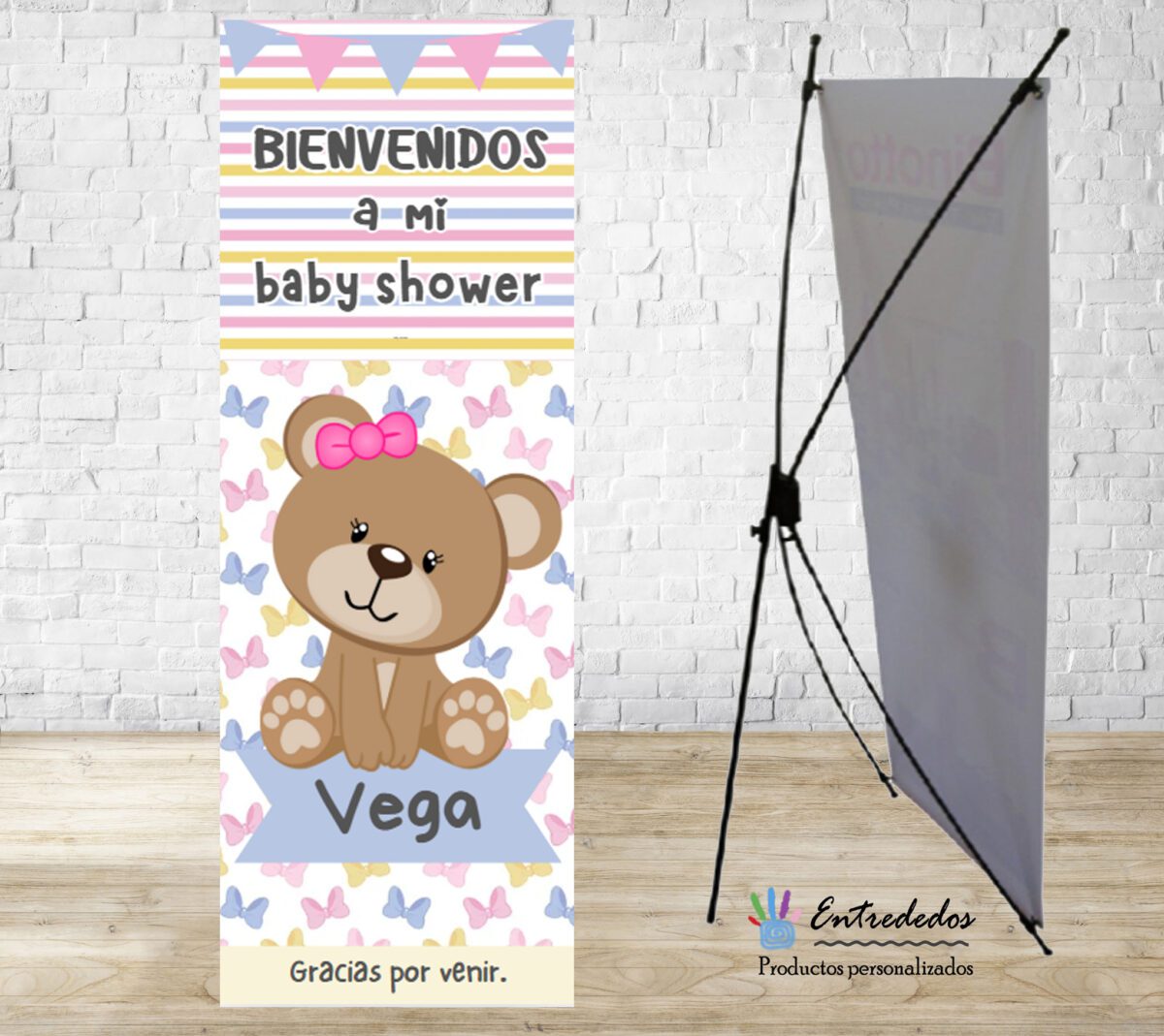 Banner Baby Shower Personalizado – Diseño Osito Princesa - Imagen 1