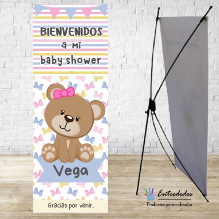 Banner Baby Shower Personalizado – Diseño Osito Princesa