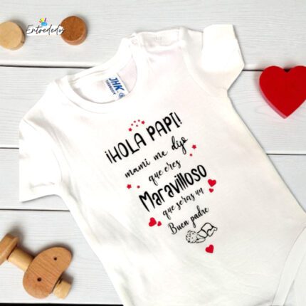 Body personalizado de bebé – Anuncio sorpresa “Hola Papi o Papá”