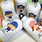 Botella reutilizable personalizada con nombre y mensaje de agradecimiento