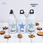 Botella reutilizable personalizada con nombre y mensaje de agradecimiento