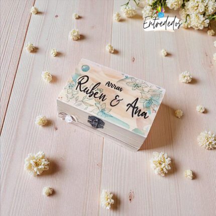 Caja Porta Arras Personalizada: Diseño Único FLOR VERDE
