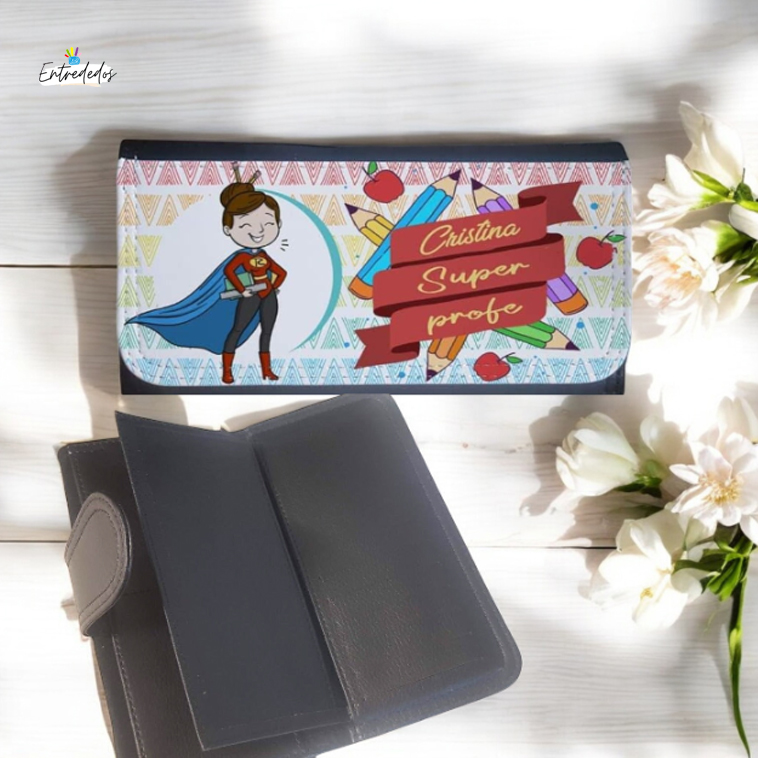 cartera-mujer-piel-02 Cartera de Polipiel Personalizada “SUPER PROFESORA” - Imagen 3