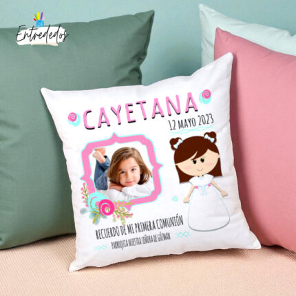 Cojín Personalizado Comunión Niños – Nombre y Fecha del Evento