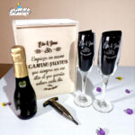 Caja de madera grabada: detalle especial y original de cava