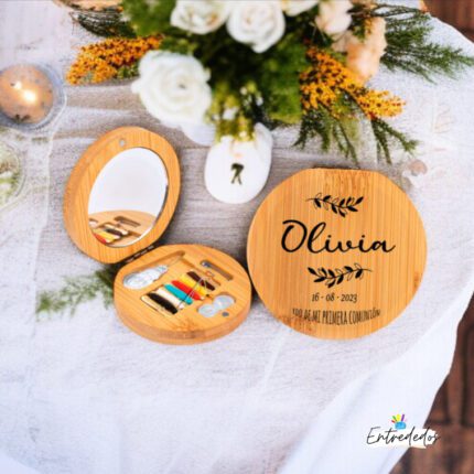 Cajita de costura de madera personalizado grabado