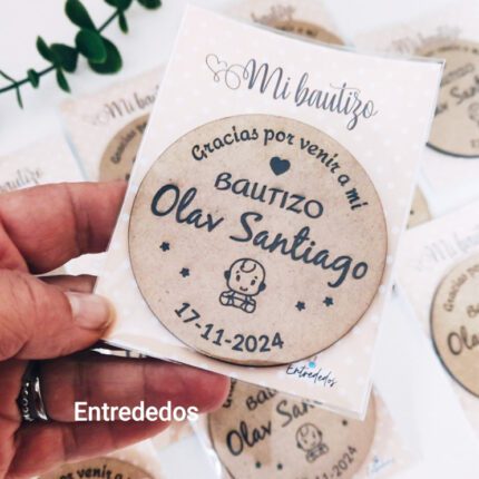 Imanes Redondos de Madera Personalizados para Eventos