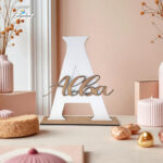 Placa Decorativa En Madera – Inicial y Nombre