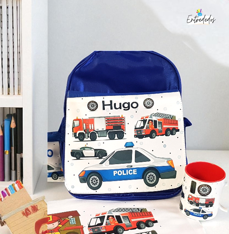 05 Mochila Infantil Azul con Personajes Divertidos - Imagen 2