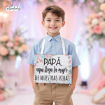 Cartel de cartón para pajes "FLORES AZUL Y ROSA"