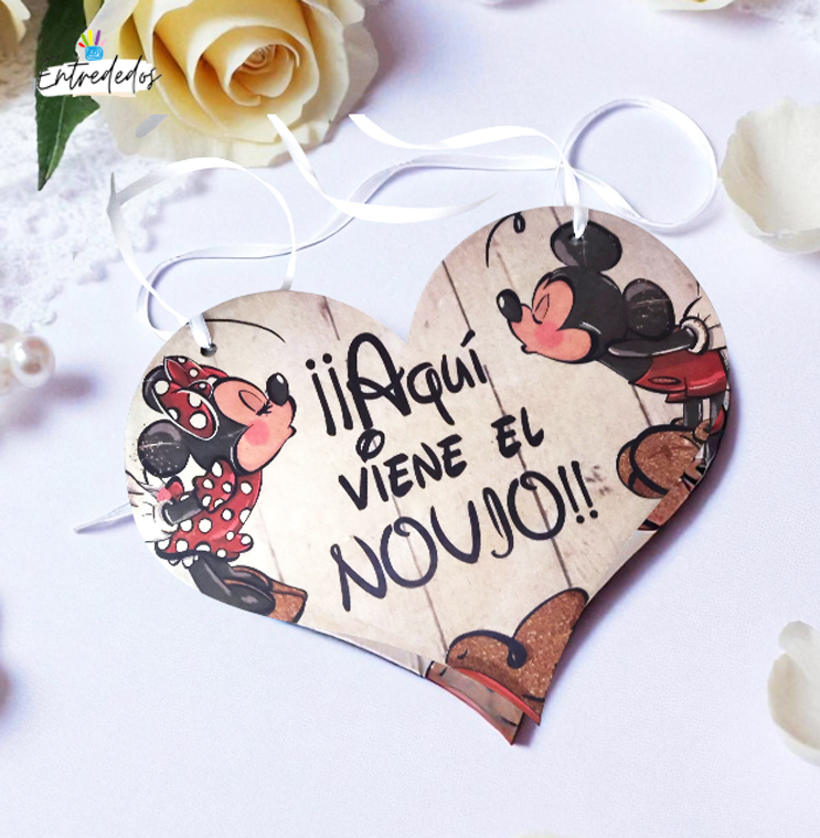 02 Cartel de cartón para paje MICKEY Y MINNIE - Imagen 1