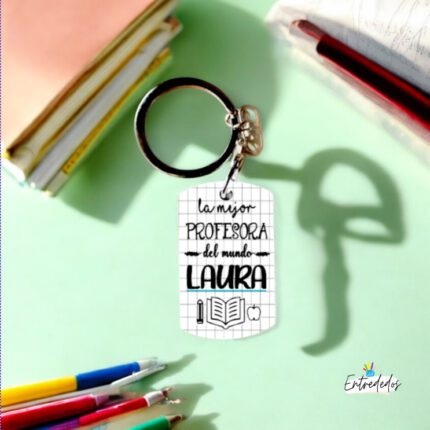 Llavero Metálico Plata – Profesor(a) Personalizable