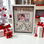 Recuerdos navideños: marco y lámina con foto familiar