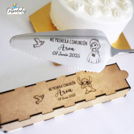 Pala para tarta personaliza + CAJA NATURAL