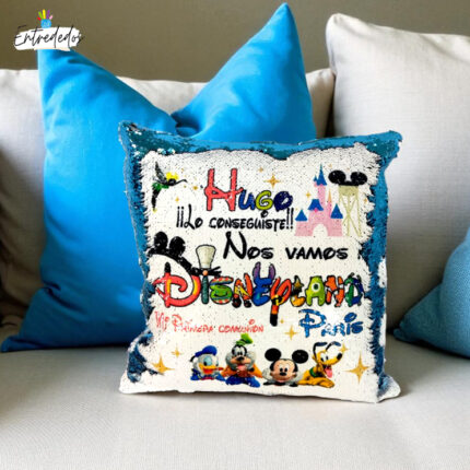 Cojin sorpresa lentejuelas DISNEY COLOR AZUL