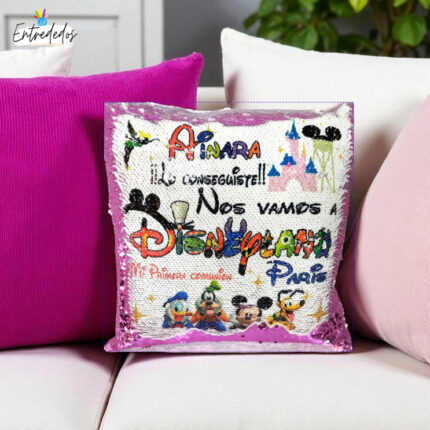 Cojin sorpresa lentejuelas DISNEY + COLOR ROSA