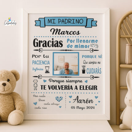 Marco y Lámina Únicos para PADRINO azul