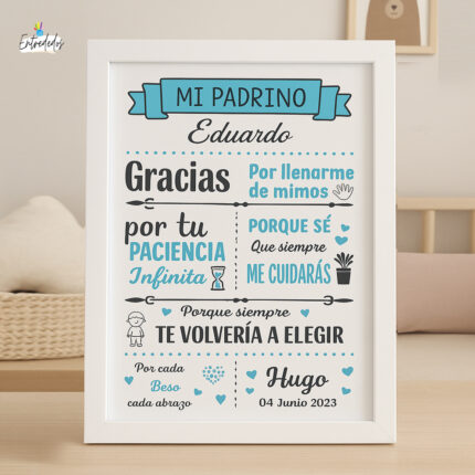 Marco y Lámina Únicos para PADRINO verde