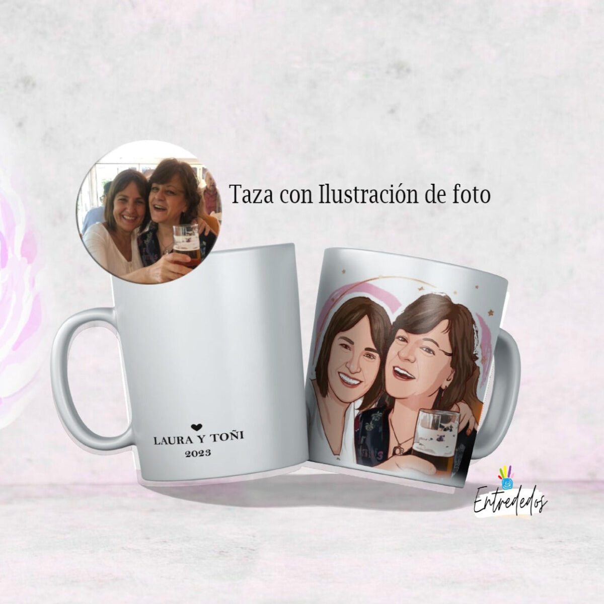 Taza con Ilustración de foto personalizada - Imagen 1