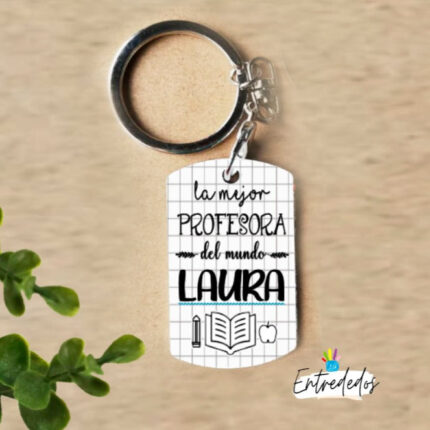 LLavero plata metálico con frase para profesores