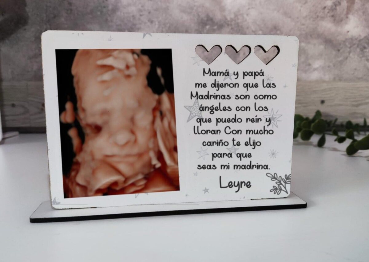 Lámina de madera personalizada con frase y fotógrafia - Imagen 2