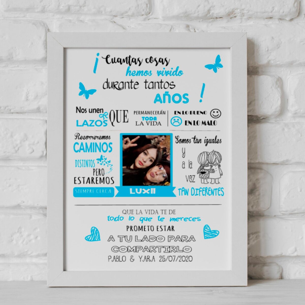 Marco y Lámina para dos amigas que son como HERMANAS - Imagen 1