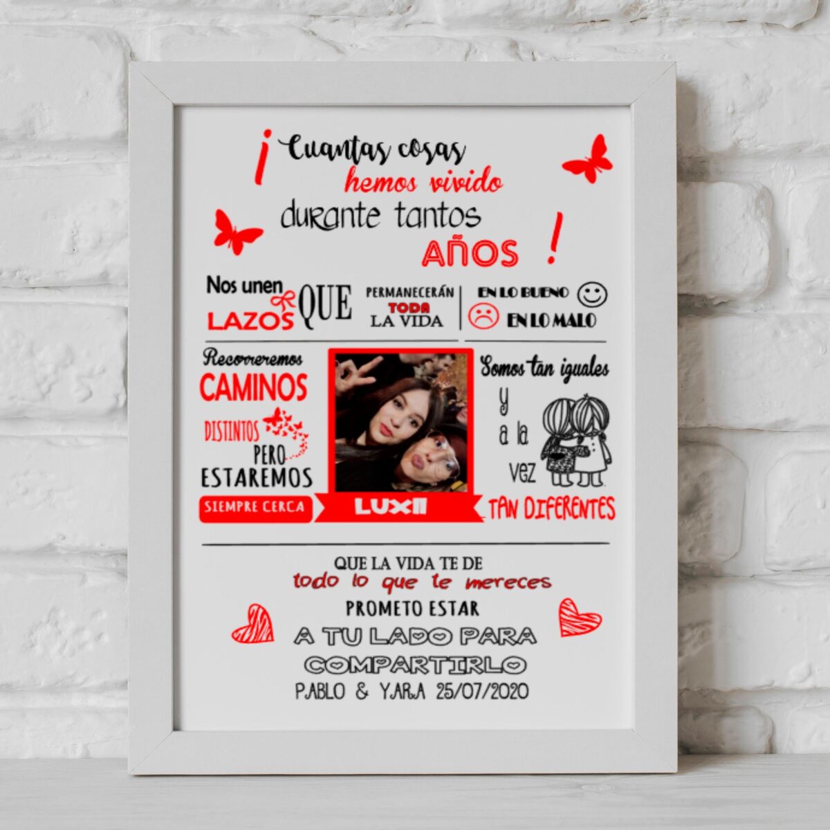 Marco y Lámina para dos amigas que son como HERMANAS - Imagen 3