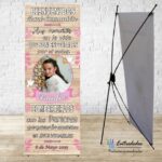 Banner Creativo para Eventos COMUNIÓN MADERA ROSA
