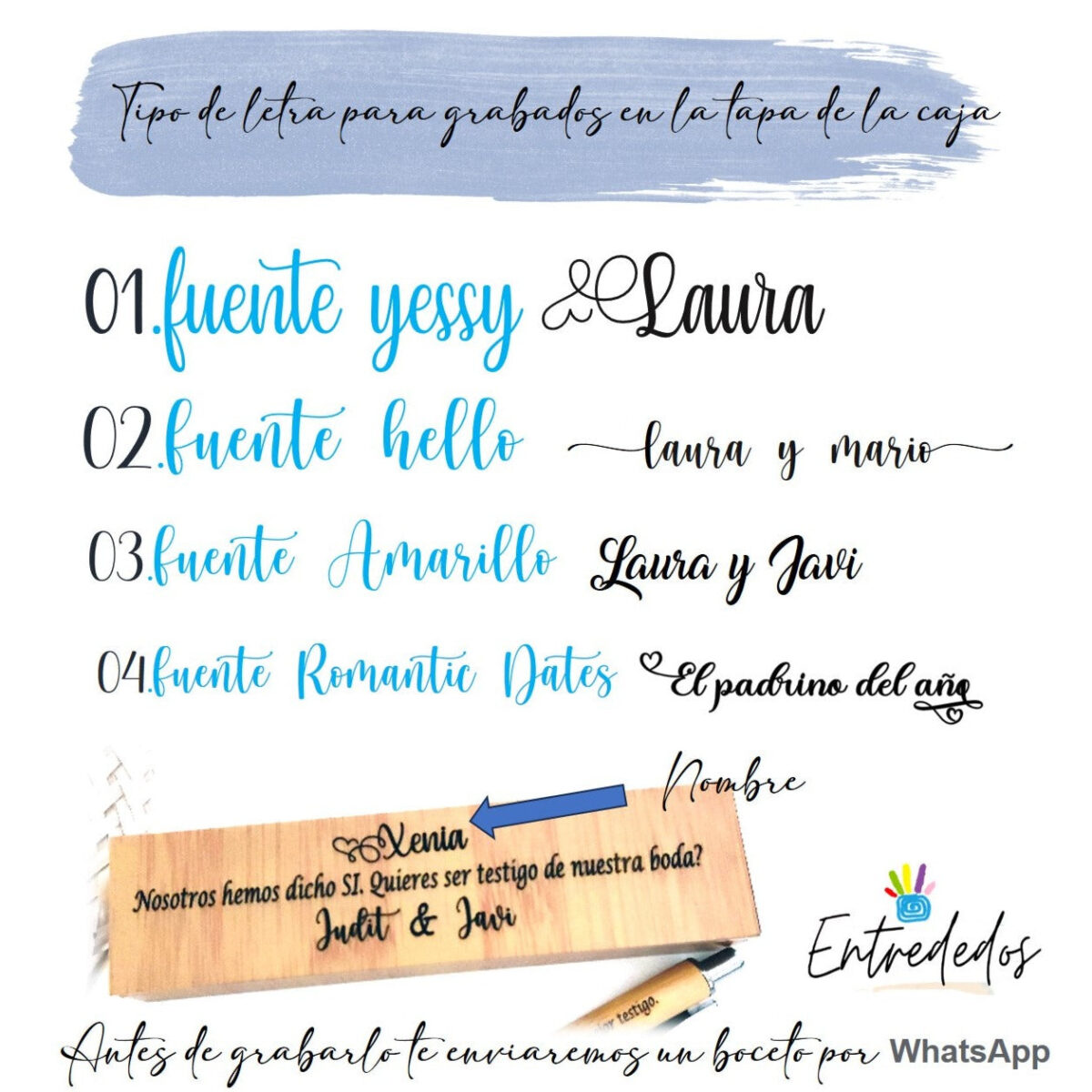 Bolígrafo personalizado + caja grabada para TESTIGOS. PADRINOS. ETC.. - Imagen 2