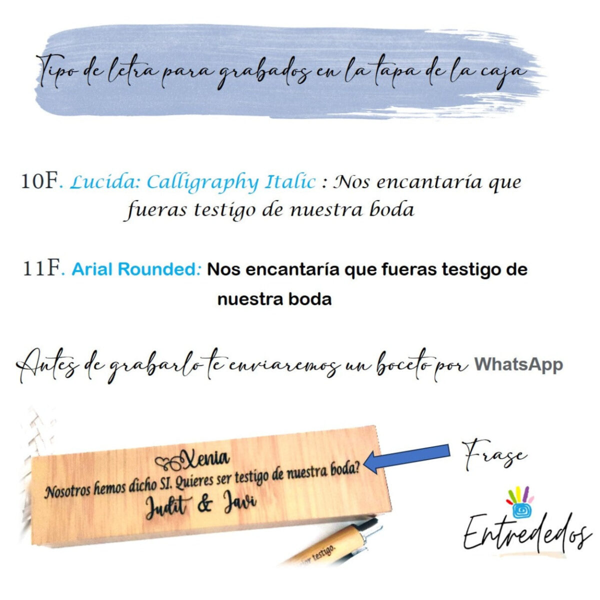 Bolígrafo personalizado + caja grabada para TESTIGOS. PADRINOS. ETC.. - Imagen 3