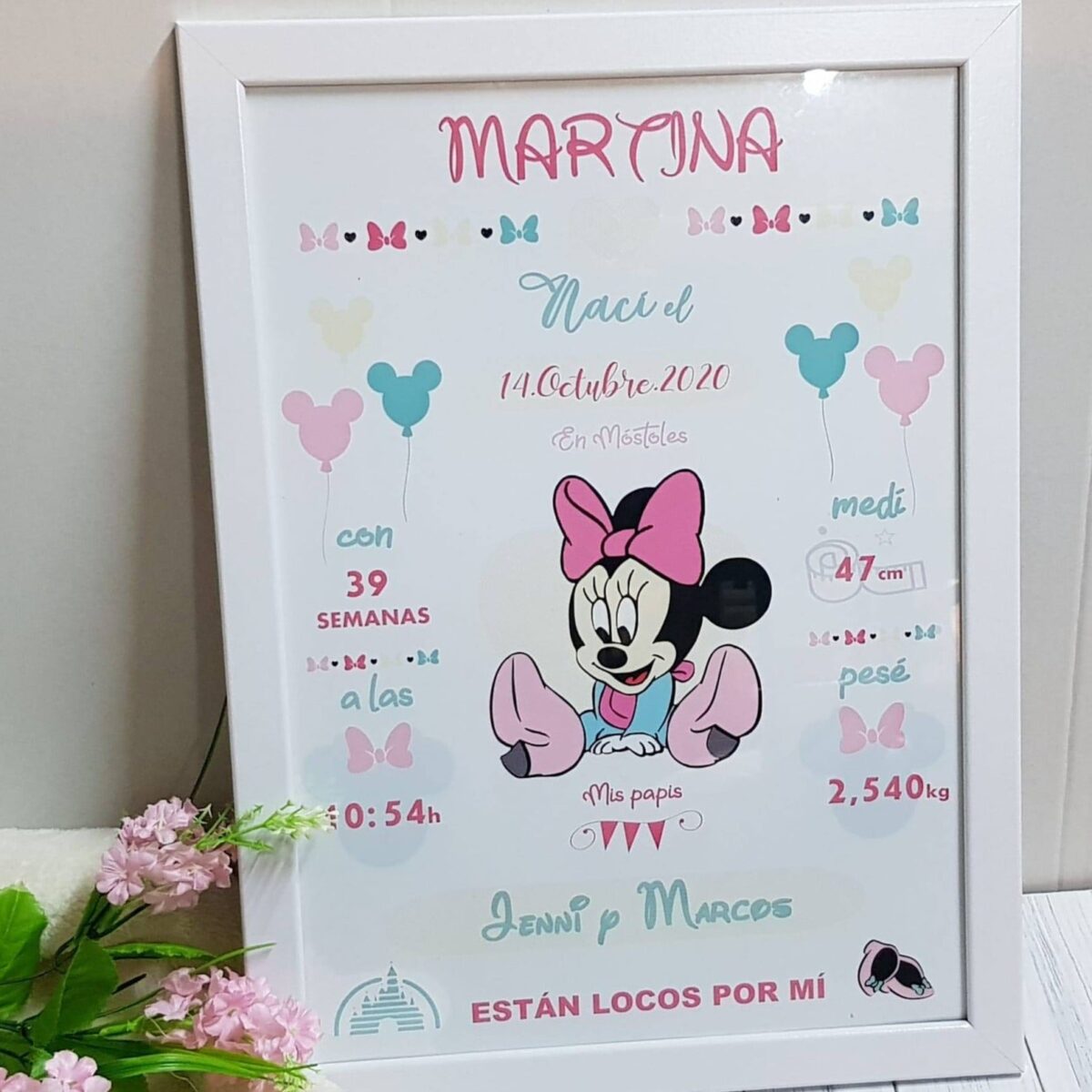 Marco y Lámina natalicio MINNIE MOUSSE - Imagen 1