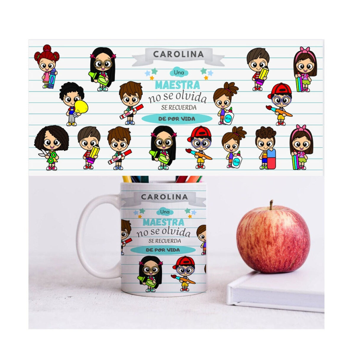 Taza profesor + MUÑECOS ALUMNOS - Imagen 2