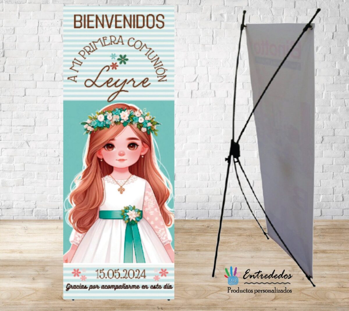 Banner para eventos diseño COMUNIÓN RALLAS VERDE - Imagen 1