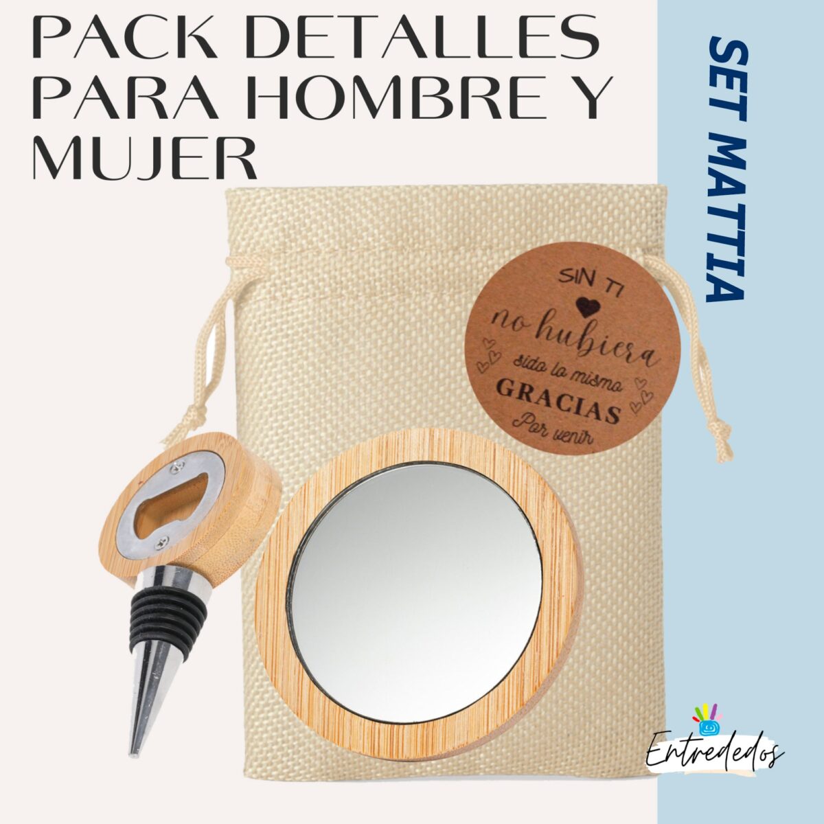 Pack Mattia  Espejo + tapón con abrebotellas - Imagen 1