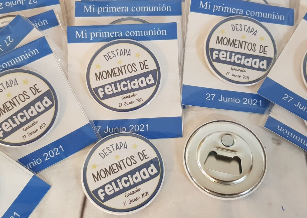 Chapa con abridor  "MOMENTOS DE FELICIDAD" - Imagen 3