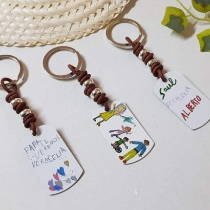 Llavero placa con los dibujos de tus hijos
