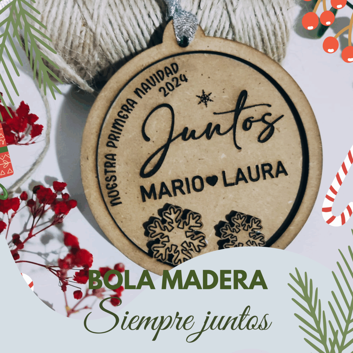 🎄 Bola madera personalizada 🎄Juntos - Imagen 1