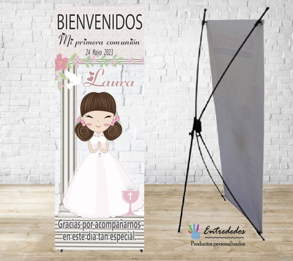 Banner para eventos diseño COMUNIÓN CALIZ ROSA - Imagen 1