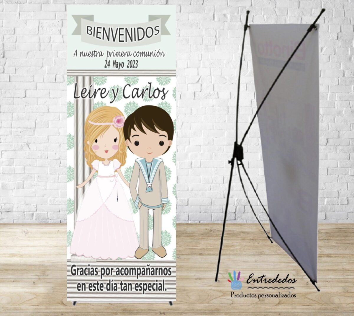 Banner para eventos diseño COMUNIÓN GEMELOS VERDE - Imagen 1