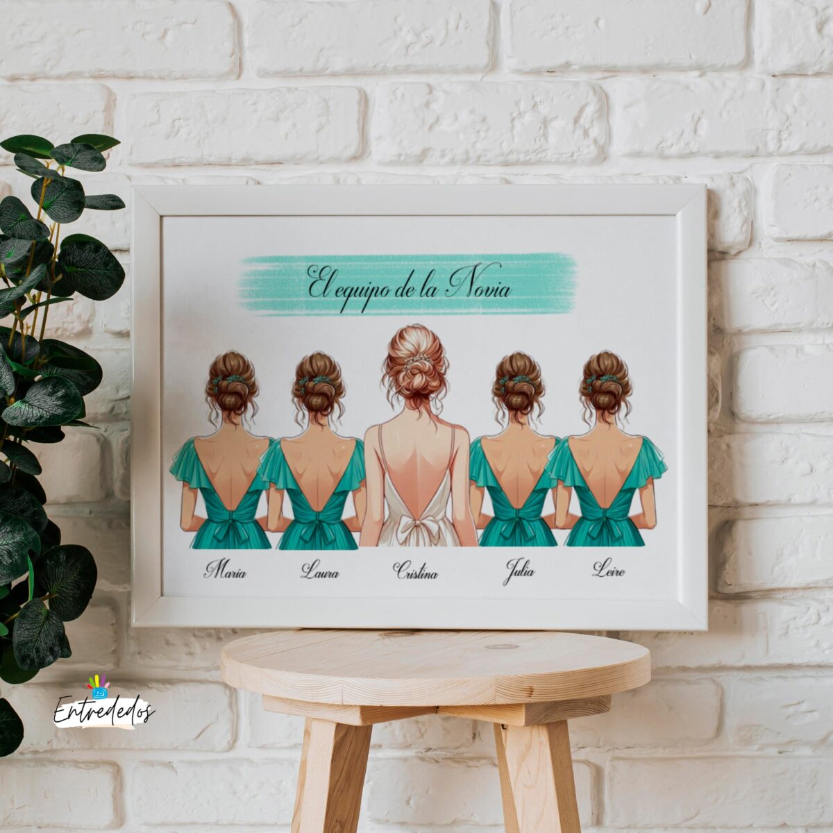 Marco y Lámina para Damas de Honor y novias personalizado - Imagen 2