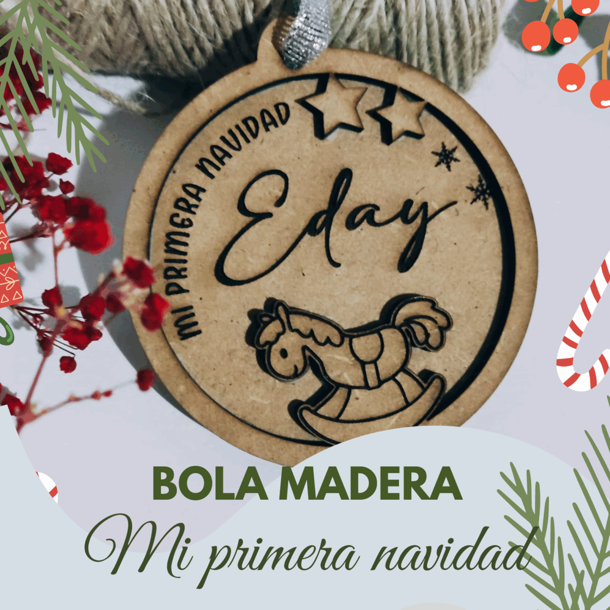 🎄 Bola madera personalizada🎄 Mi primera navidad - Imagen 1