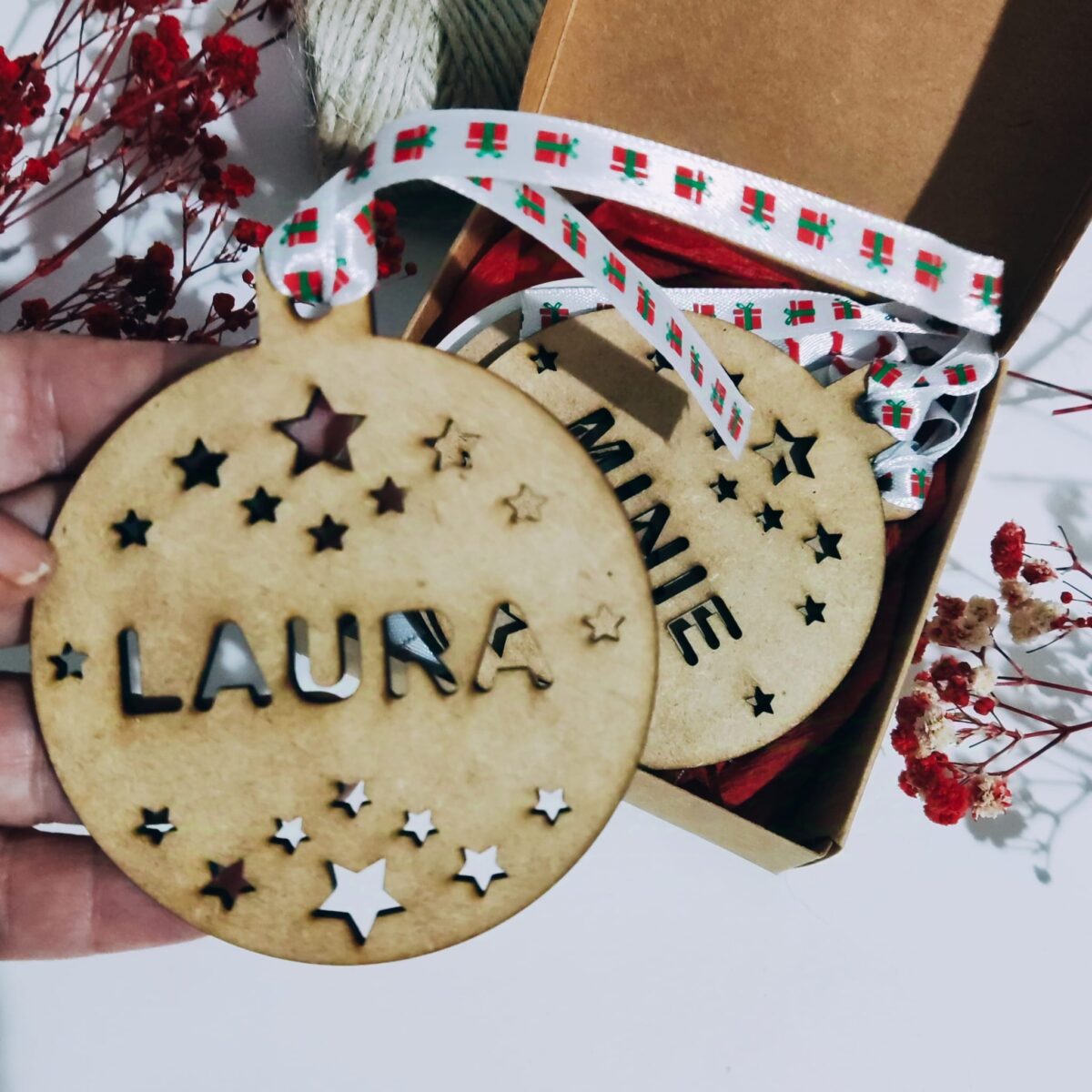 🎄 Bola madera personalizada 🎄 Estrellitas con nombre - Imagen 4